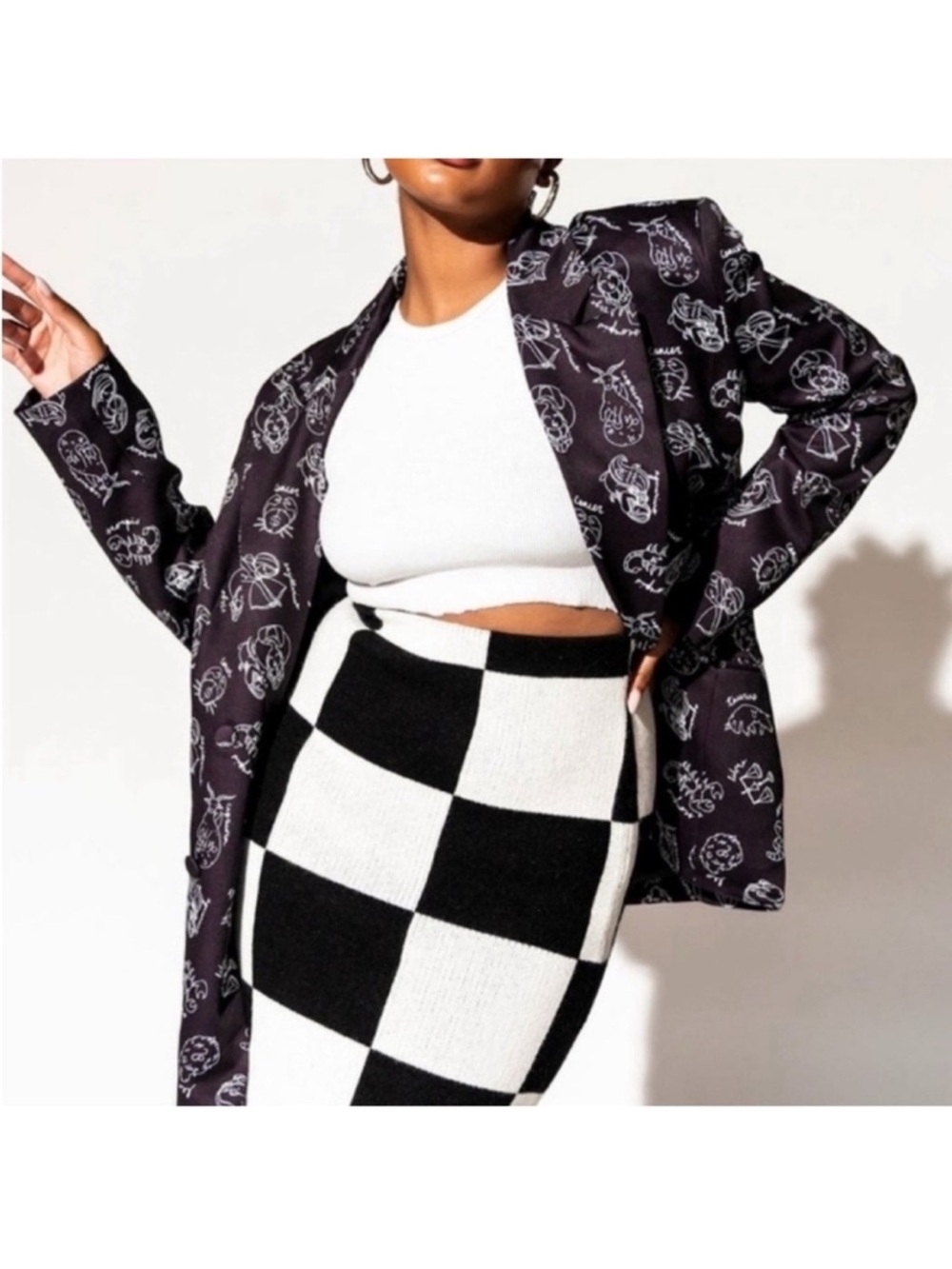 Dressed in LALA Black Zodiac Astrology Graphic Oversized Blazer Jacket size 3X - Picture 1 of 10
